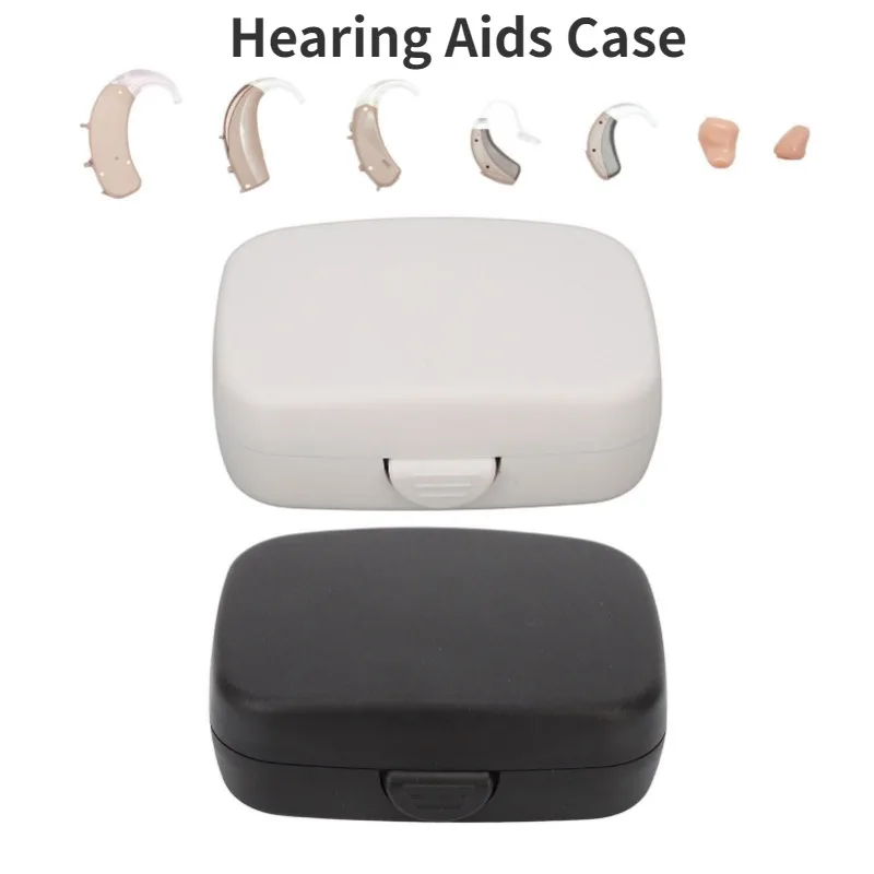 Hearing Aids Protective Case Large Capacity Portable Quadrate Black Hearing Aids Storage Box for Home Outdoor Travelling