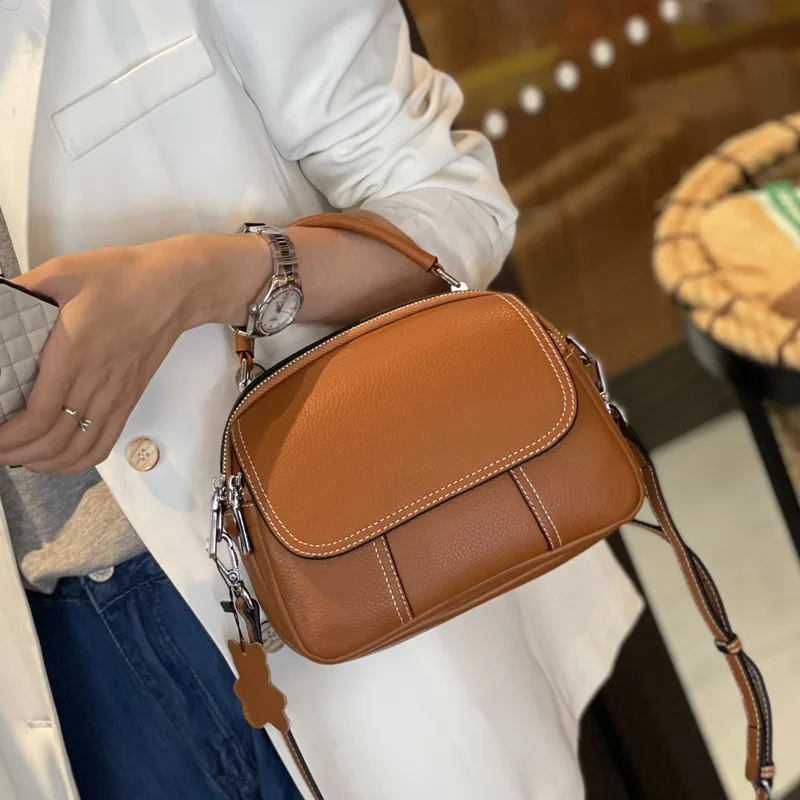 

Real Genuine Cowhide Leather Shoulder Bag Premium Women's Crossbody Bag Compact Small Handbag