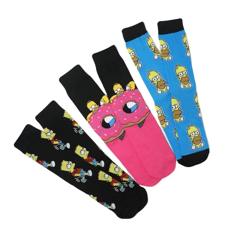 Chaussettes unisexes en coton The Simpsons Cartoon pour hommes et femmes, Harajuku, Skateboard, Anime Middle Tube, Personnalité, Tendance, Automne