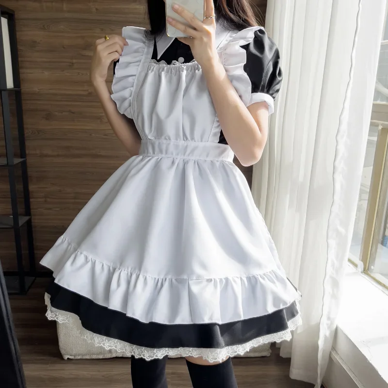 Gothic Lolita Anime Maid Cosplay Costumes Women Plus Size Love Live Cosplay Halloween Animation Sweet Coffee Waitress Role Play