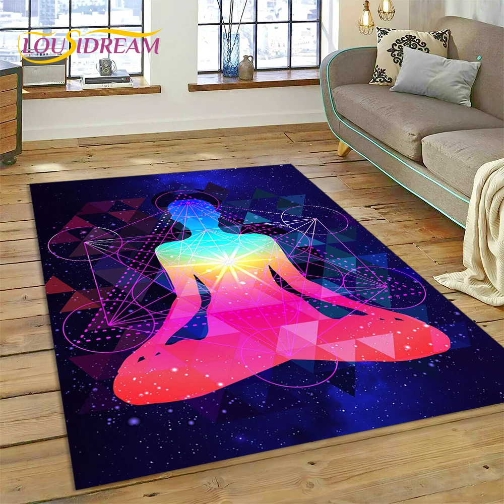 

Naturalize Yoga Zen Meditation Rainbow 7 Chakra Carpet Rug for Home Living Room Bedroom Sofa Doormat Decor,Area Rug Non-slip Mat