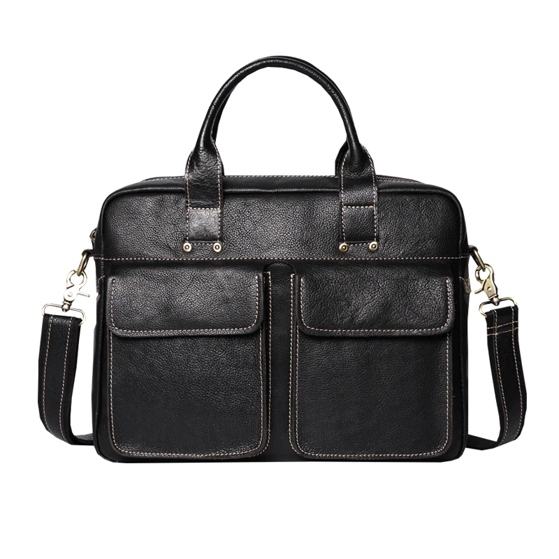 Maleta horizontal de couro genuíno masculina, bolsa mensageiro casual, bolsa de ombro simples, couro de vaca, portátil