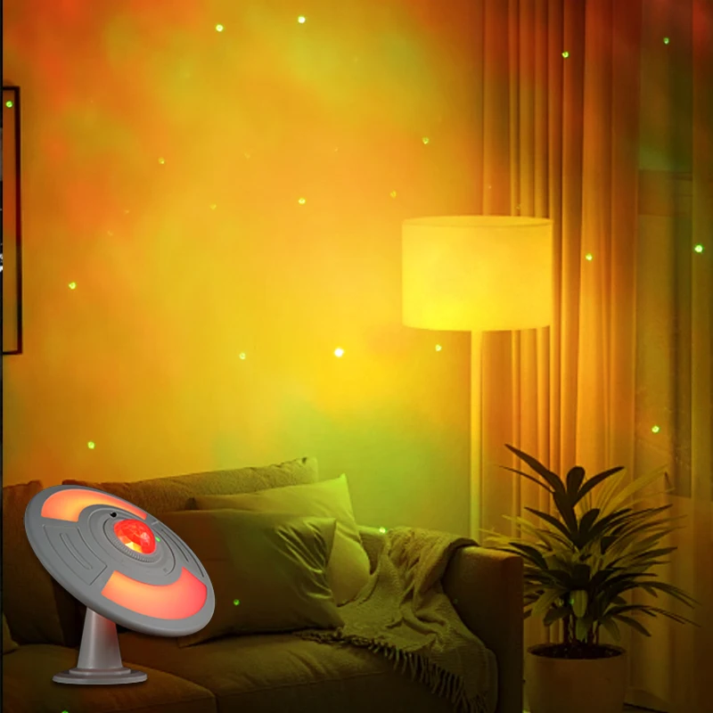 UFO Starry Night Projection Lamp – RGB Nebula Ambient Light with Remote Control, Timer, Magnetic Base for Home, Bedroom, Camping