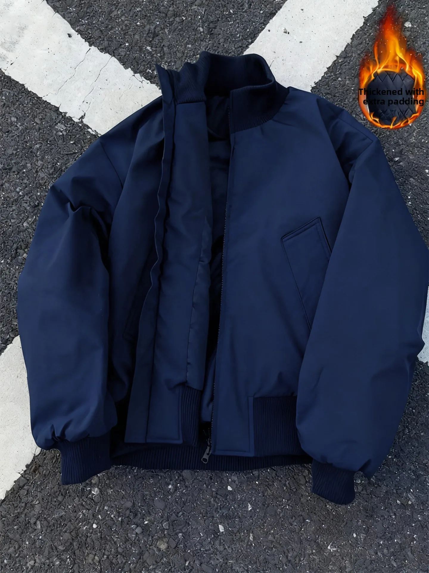 

Мужская зимняя утепленная легкая хлопковая куртка Cleanfit Flight Jacket, синяя, молодежная модная одежда