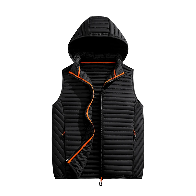

Winter Casual Windproof Waterproof High-end New Brand Man Multicolour Waistcoat New Ultra Lightweight Hooded Vest Jacket Men