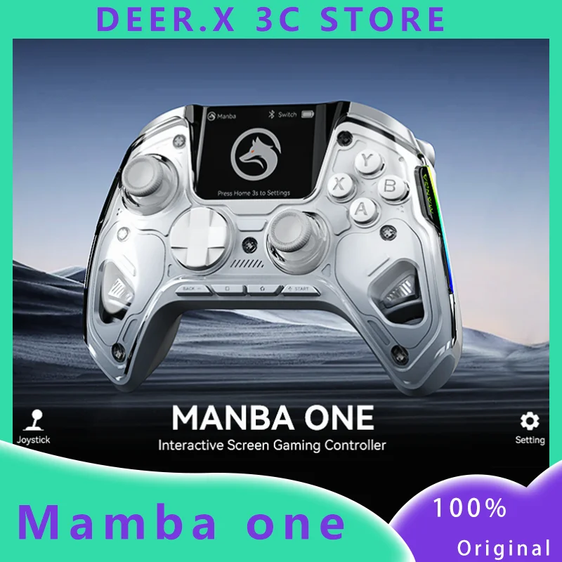 وحدة تحكم الألعاب اللاسلكية Mamba One V2 مع قاعدة شحن 2 بوصة شاشة تأثير القاعة عصا ضوء RGB للتبديل/الكمبيوتر/iOS/Android