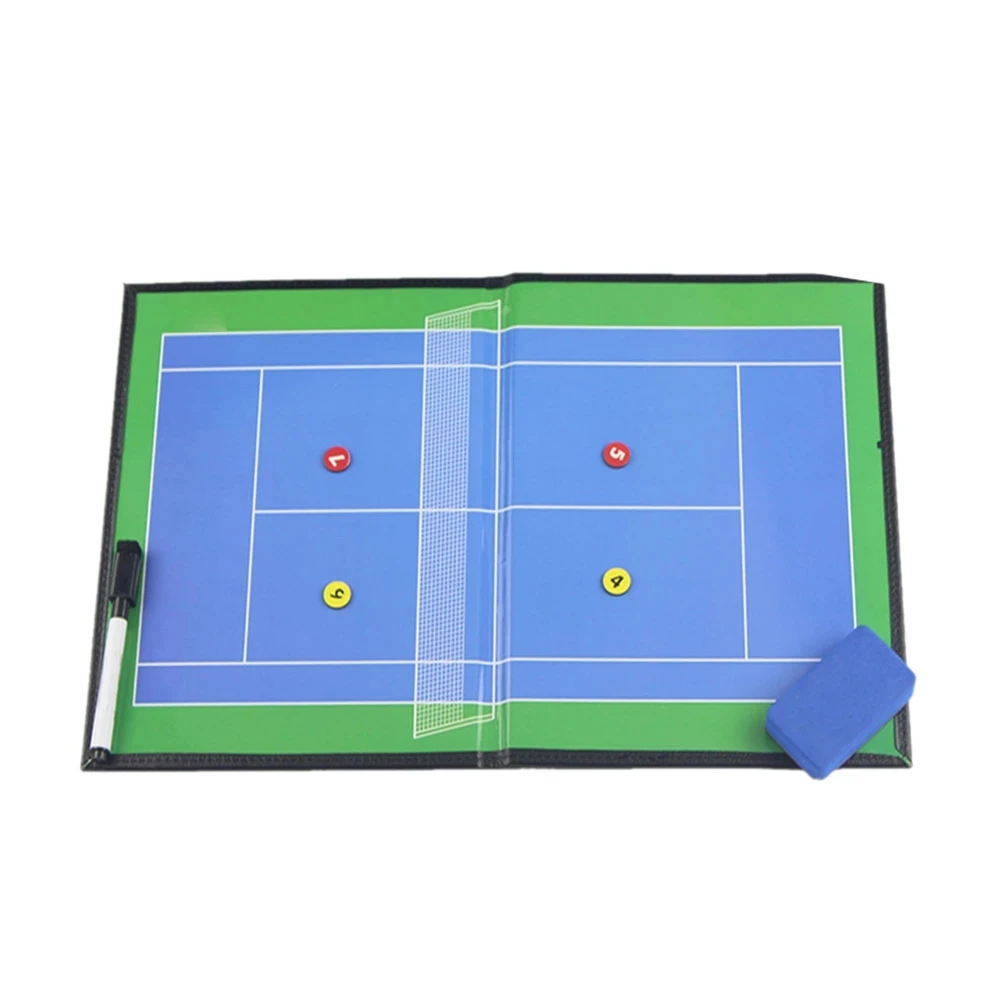 

With Pen Tennis Accessories Training Magnetic Board Folding Coaching Faux Leather Competition Erasable Teachers Portable Coach