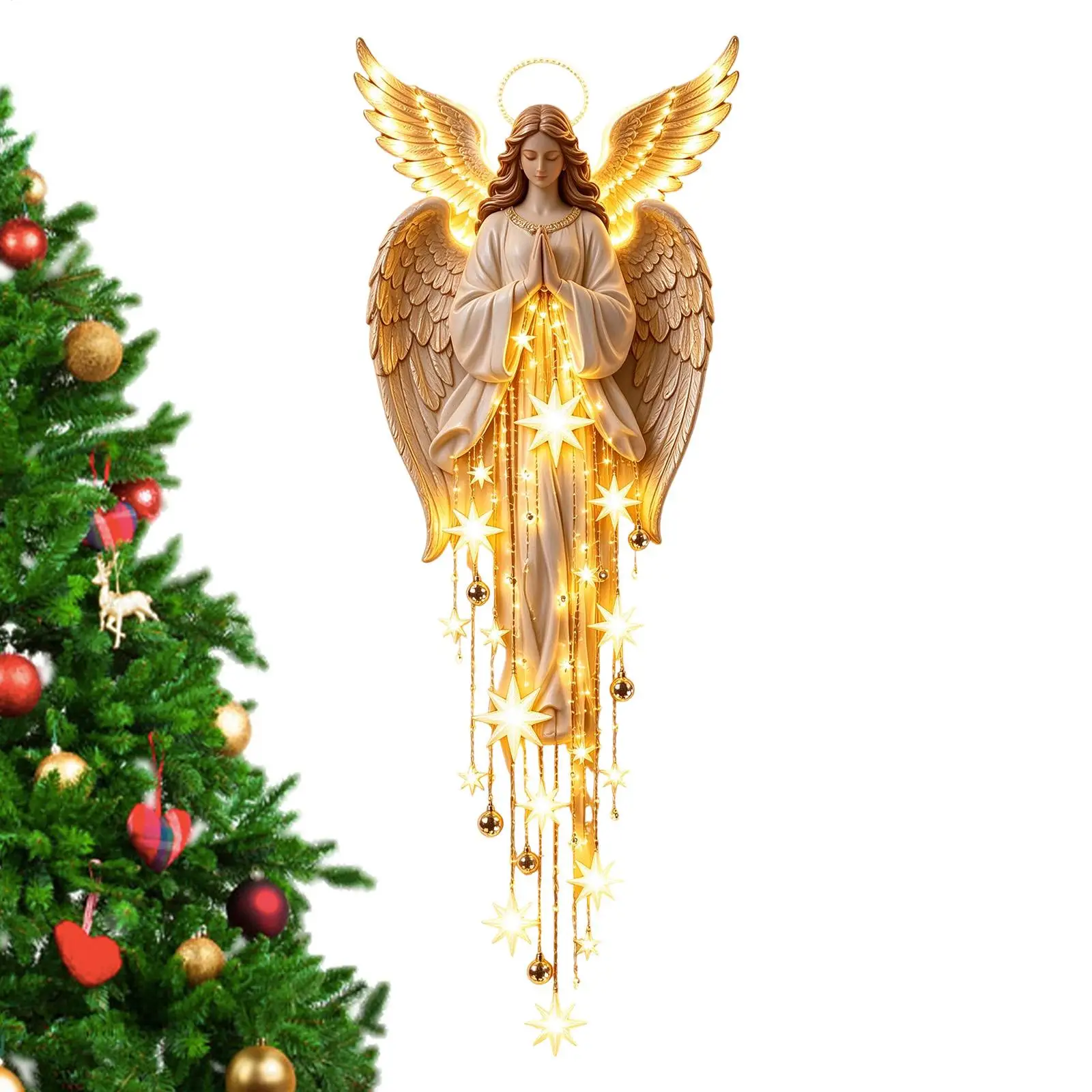 Lighted Wall Decor Christmas Angel Entryway Holiday Lighting Sconces Light Up Wall Decor for Room Bedroom Living Indoor Outdoor
