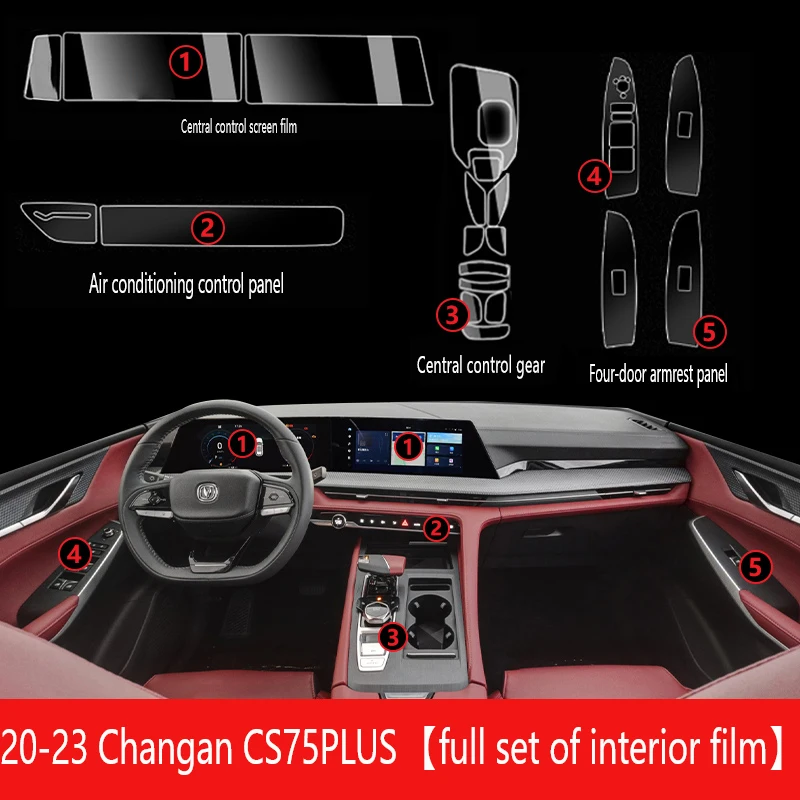 

Tpu Transparent Film for Changan CS75 PLUS 2020-2022 Car Interior Protection Sticker Center Console Navigation Car Accessories