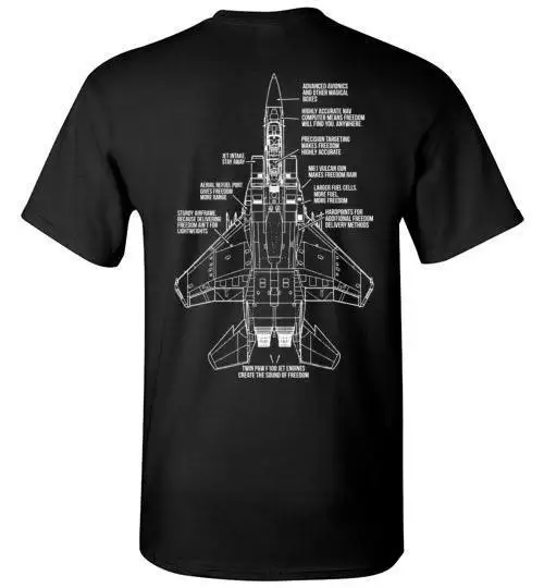 Brings The Freedom - F-15 Fighter Blueprint T-Shirt 100% Cotton O-Neck Summer Short Sleeve Casual Mens T-shirt Size S-3XL