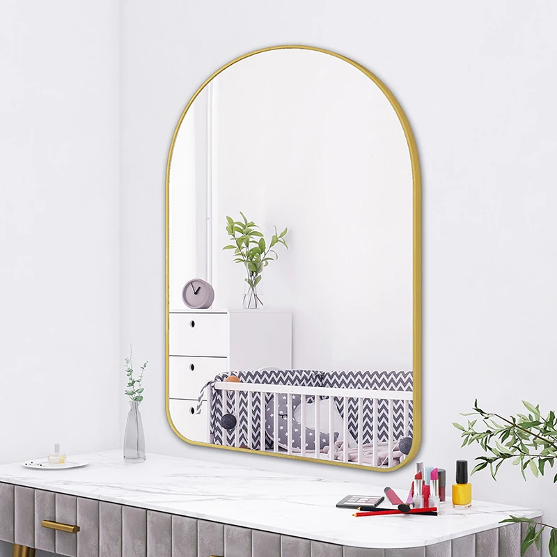 Display Gold Mirror Metal Hanging Safety Border Clear Mirror Free Shipping Design Espelho Grande Para Quarto Home Improvement