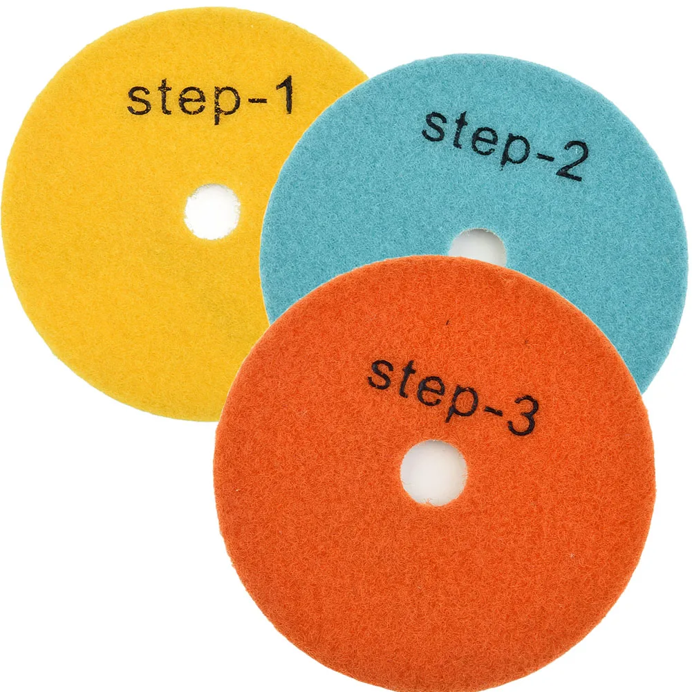 

2pcs 4Inch Diamond Polishing Pads 3 Step Dry/Wet Buff Disc For Sanding Granite Marble Quartz Stone Ceramic Grinding Tool