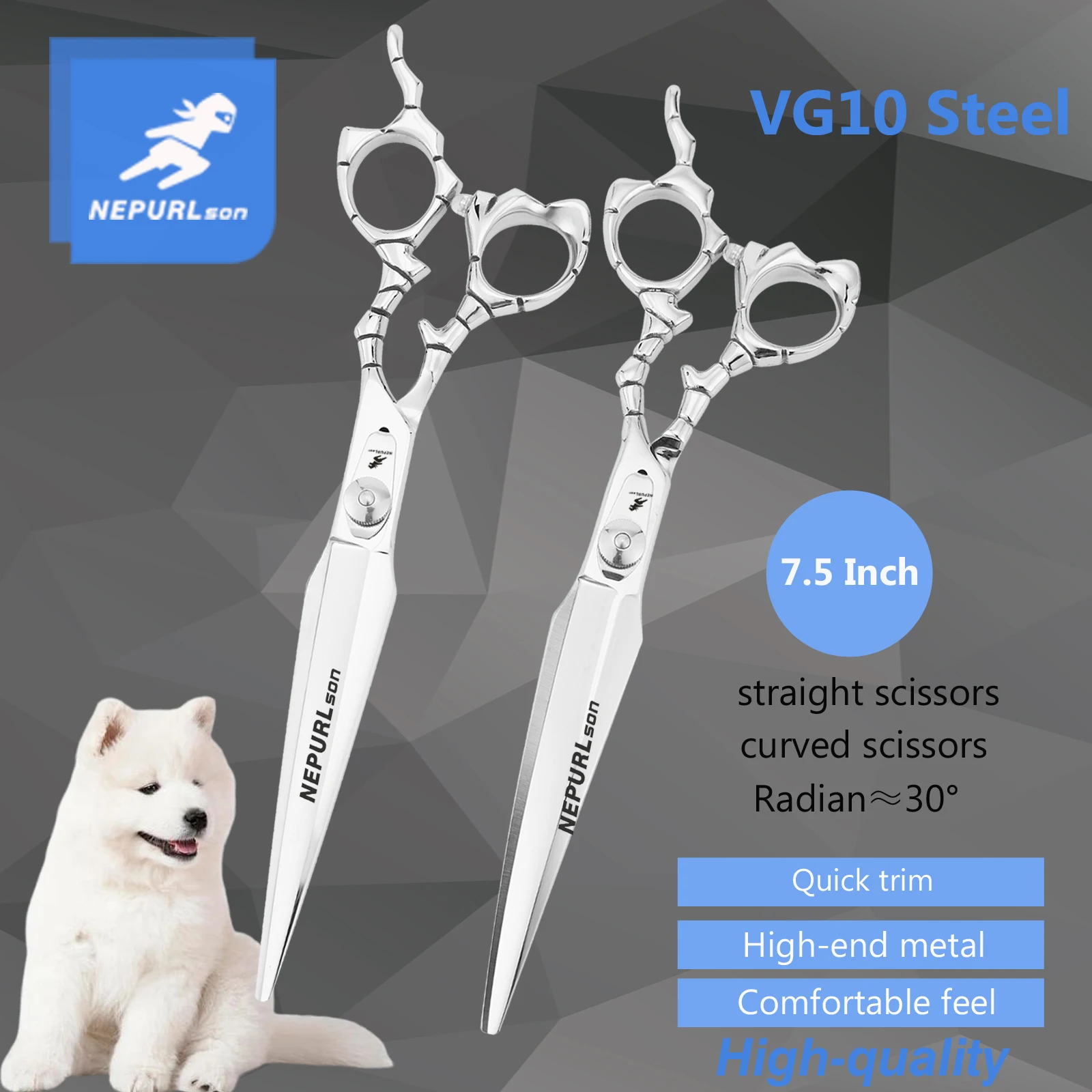 

Professional 7.5 Inch High-end Dog Grooming Scissors Curved Thinner Shears For Dogs Animal Hair Thinning