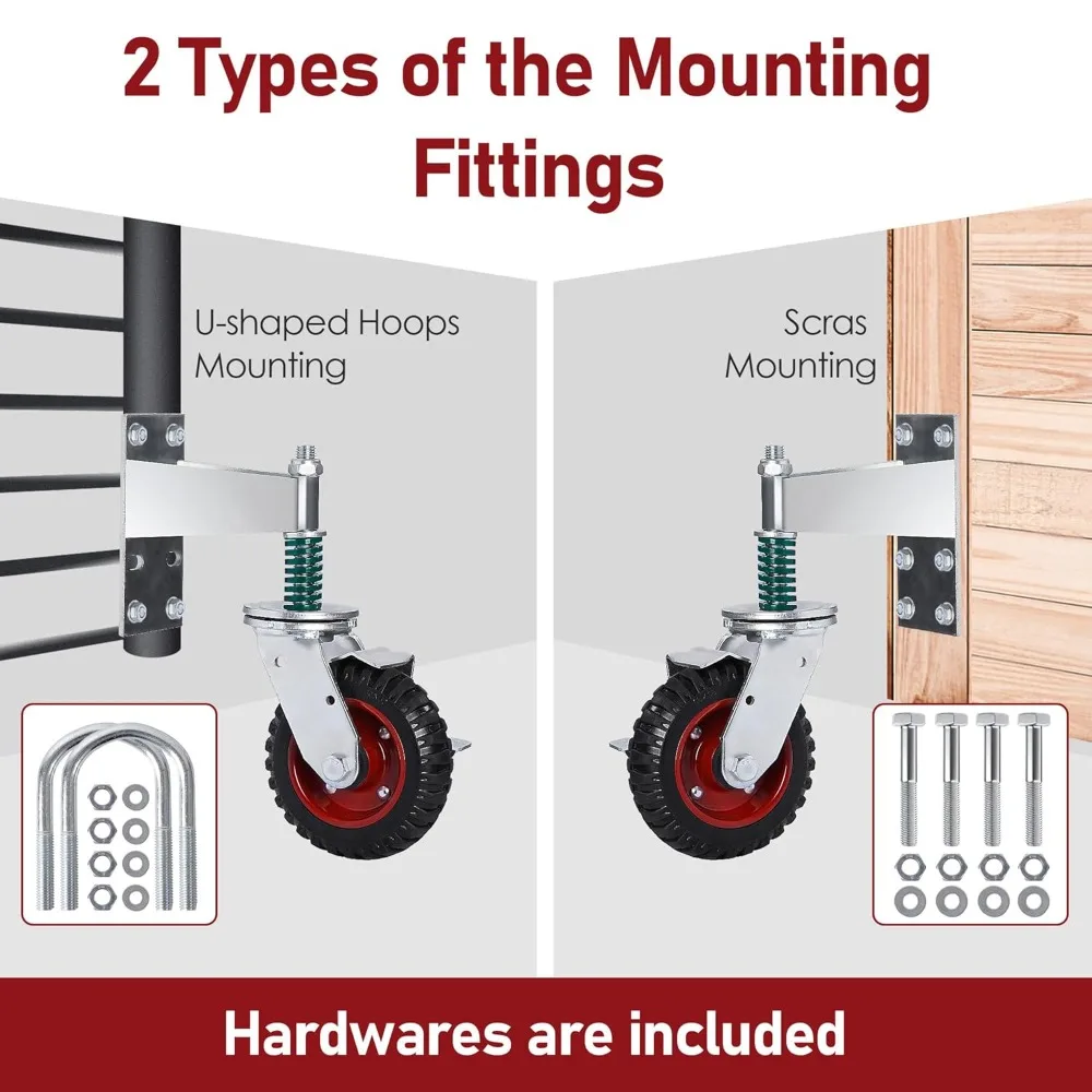 

6in Gate Wheel Fence Gate Wheel with Lock, 440lb Capacity Gate Caster with 360 Degree Rotation Spring, Farm