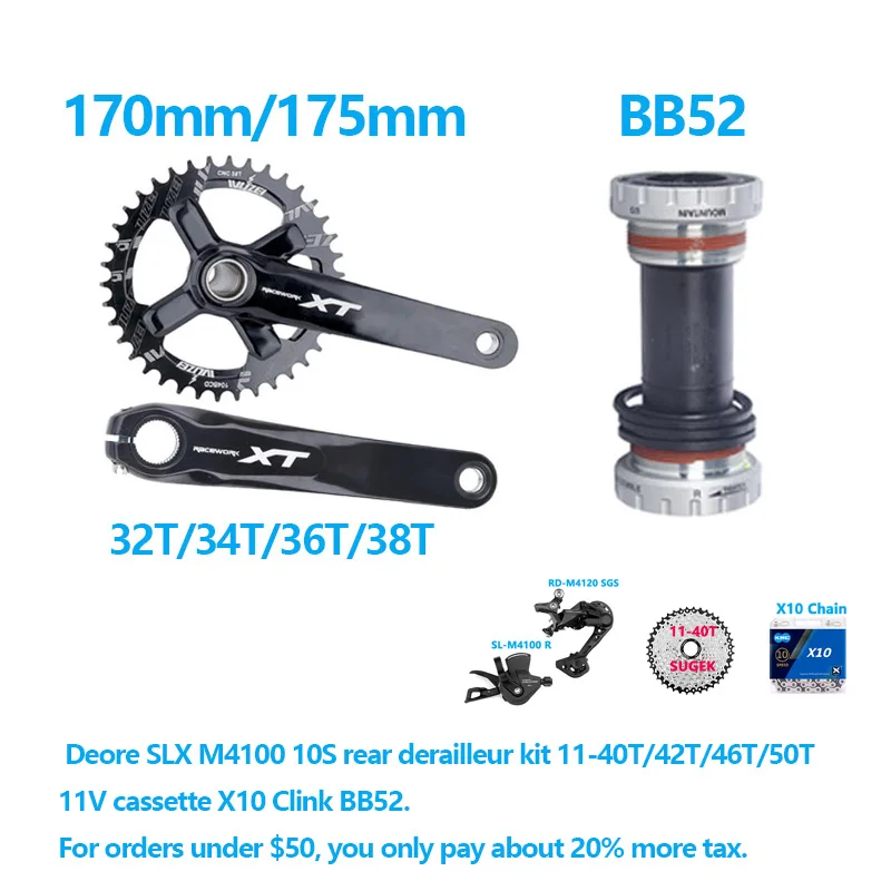 Shimano deore m4100 grupo de 10 velocidades RD-M4120 alavanca de mudança de  desviador traseiro 11-40t/42t/46t/50t 10v cassete x10 corrente bb52 kit
