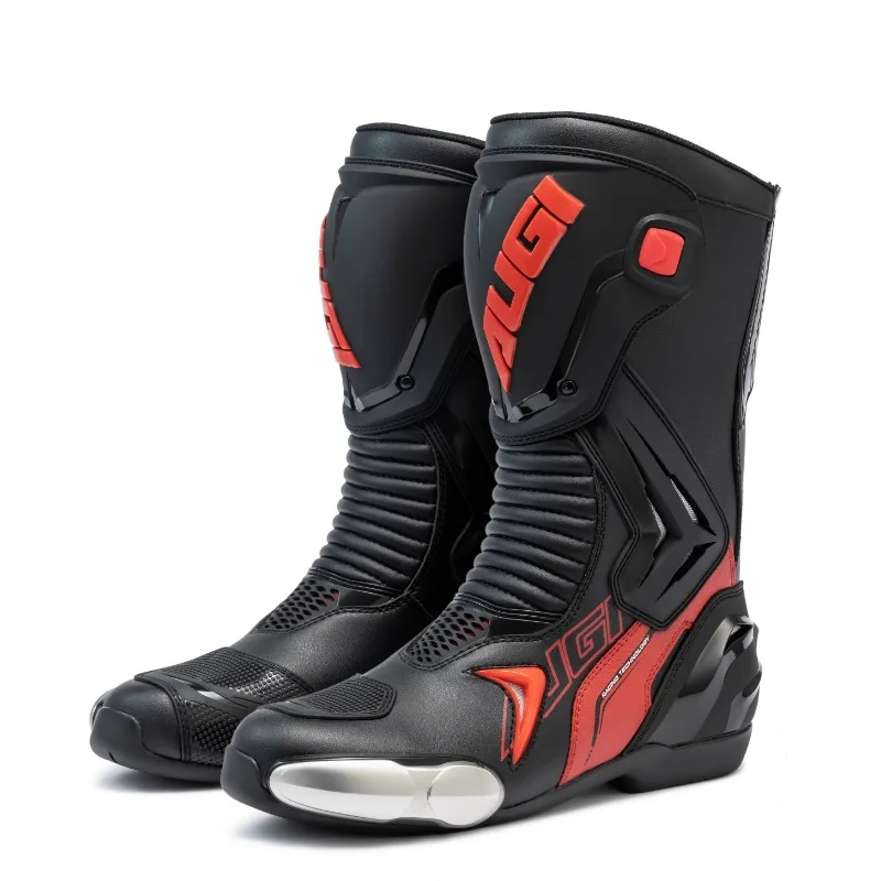 AUGI Motorcyclist Boots Men's Boots Competitive Wear Resistant  Racing Boots Waterproof Anti-slip and Breathable Moto Shoes