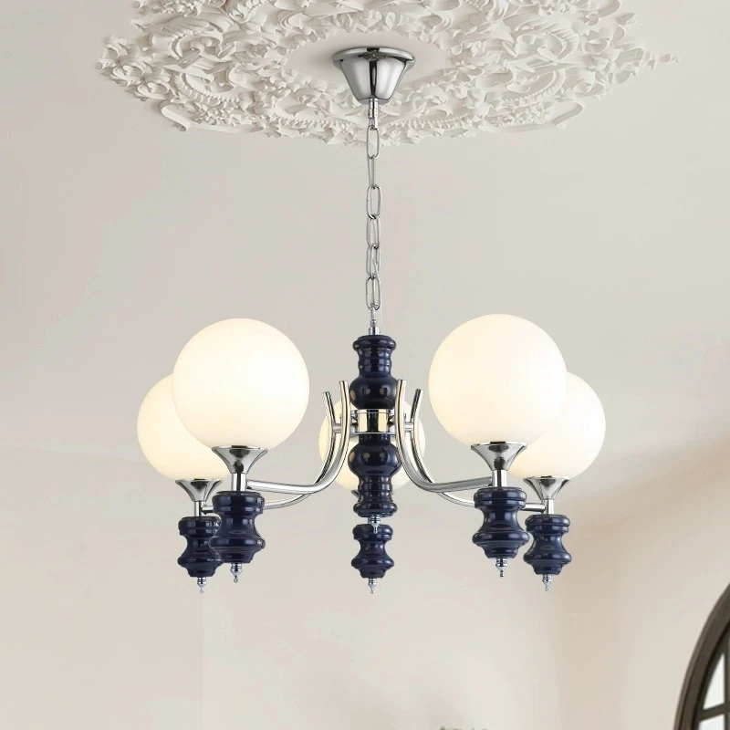 Iron Glass Minimalist Chandelier, Modern Wabi-Sabi Ceiling Light, Energy Efficient for Indoor Spaces,  Easy Installation