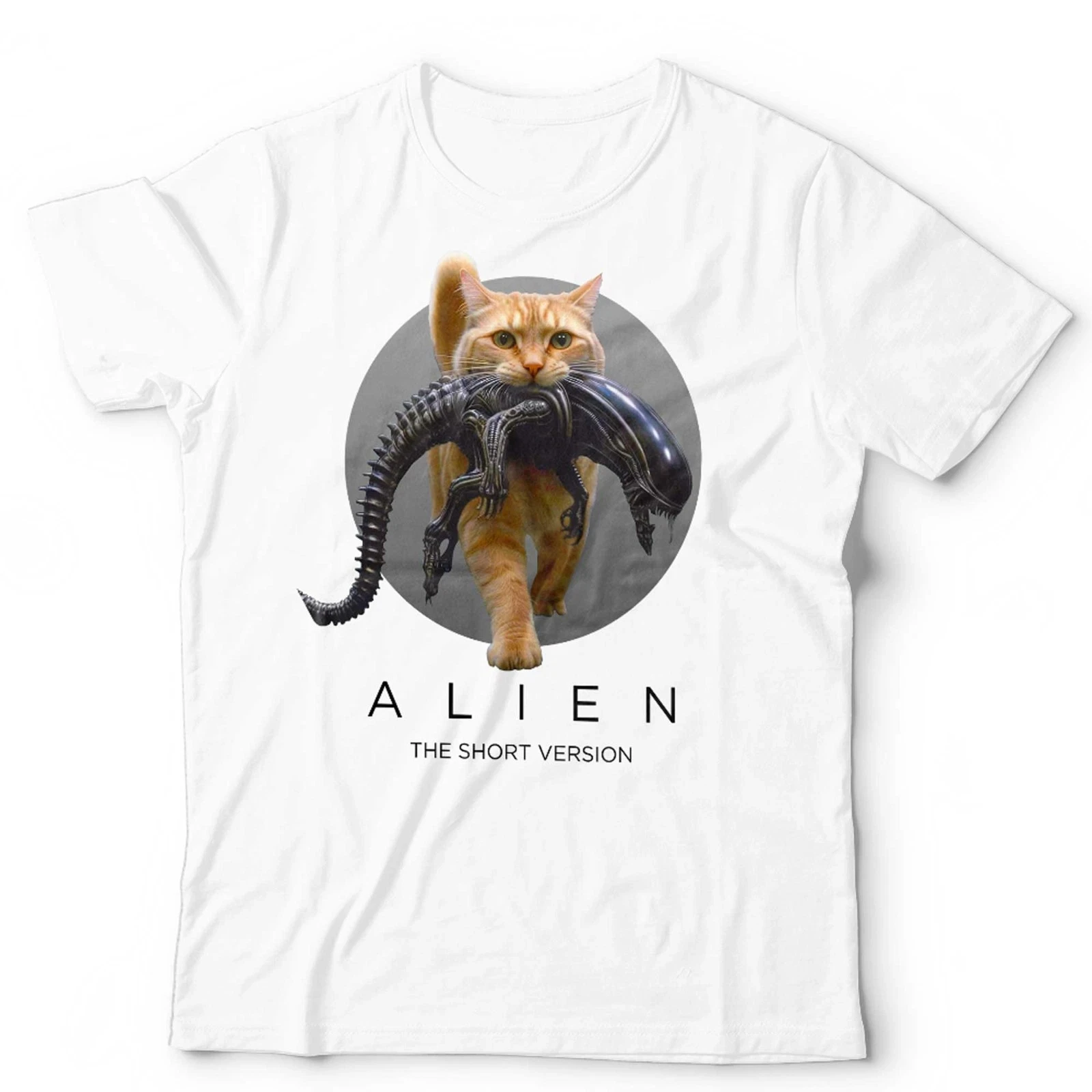 Alien-T-Shirt für Männer und Frauen, Kurzes und lustiges Sci-Fi-Horrorfilm-T-Shirt, Bedrucktes T-Shirt für Katzenliebhaber, Modisch