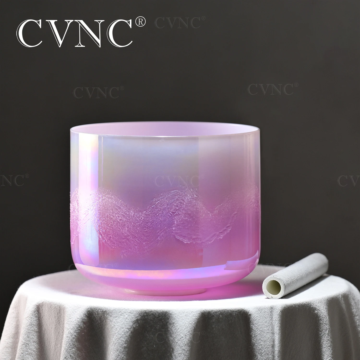 

CVNC 6 Inch Neon purple Clear Quartz Crystal Singing Bowl Cosmic Light 440/432hz for Meditation and Sound Healing with Mallet