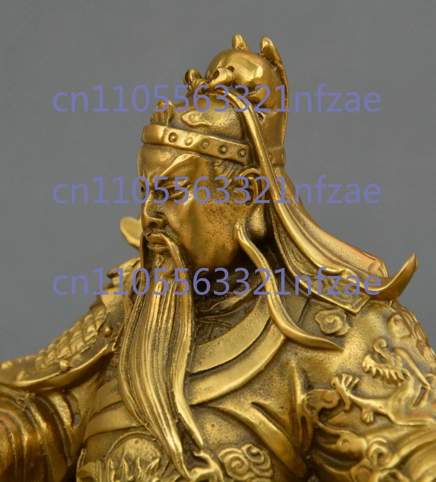 النحاس الصيني البرونزية الثروة التنين مقعد قوان قونغ يو المحارب الله بود تمثال