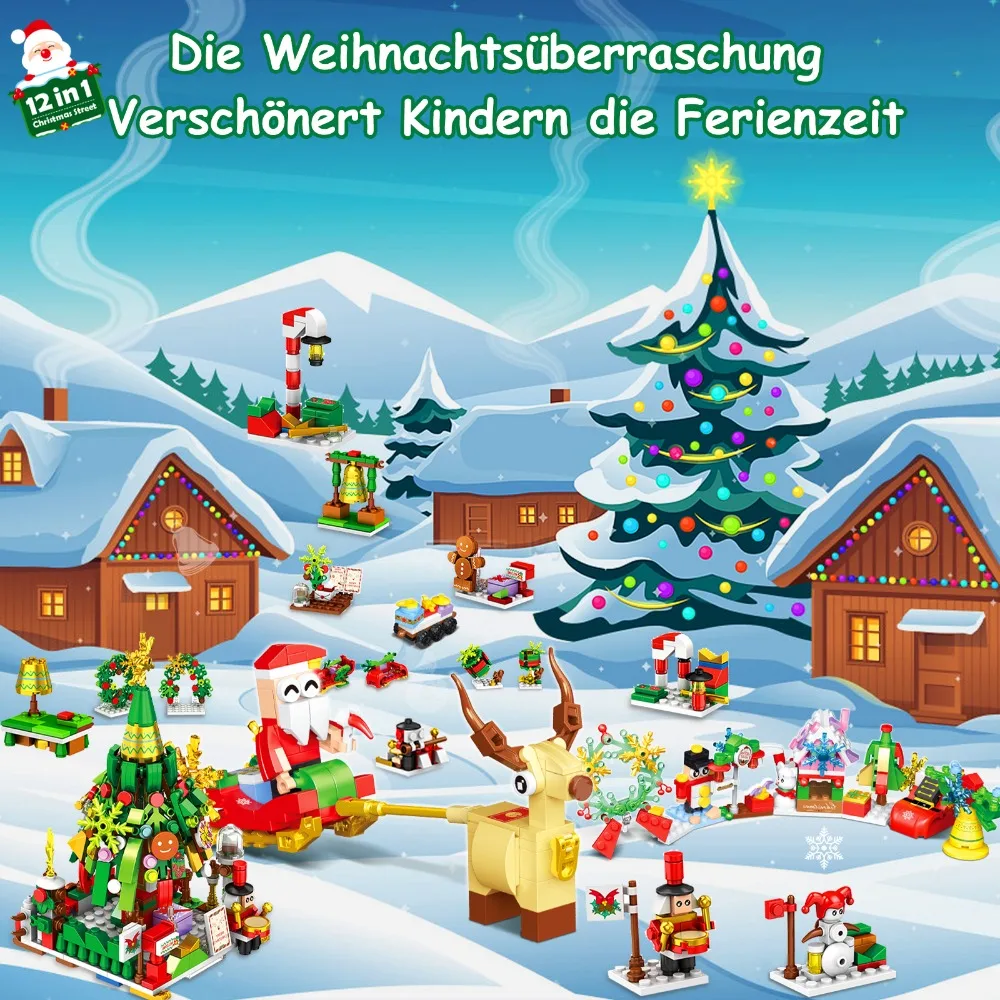 NEW Christmas Block Blind Box 24PCS DIY Christmas Block Mystery Box 24 Day Countdown Calendar Blind Box Christmas Childrens Gift