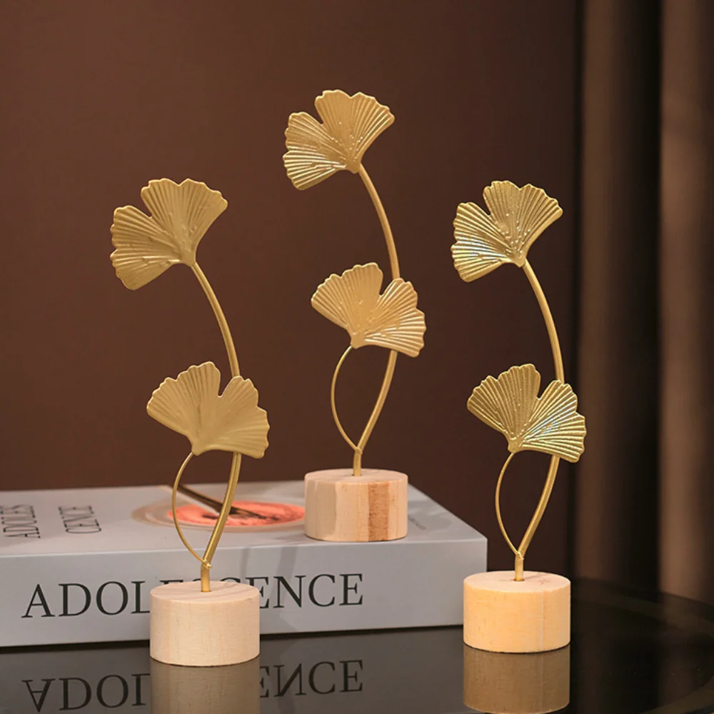 Nordic Style Ginkgo Leaf Decoration Simple Exquisite Gold Leaves Sculpture Light Luxury Ginkgo Iron Art Ornament Living Room