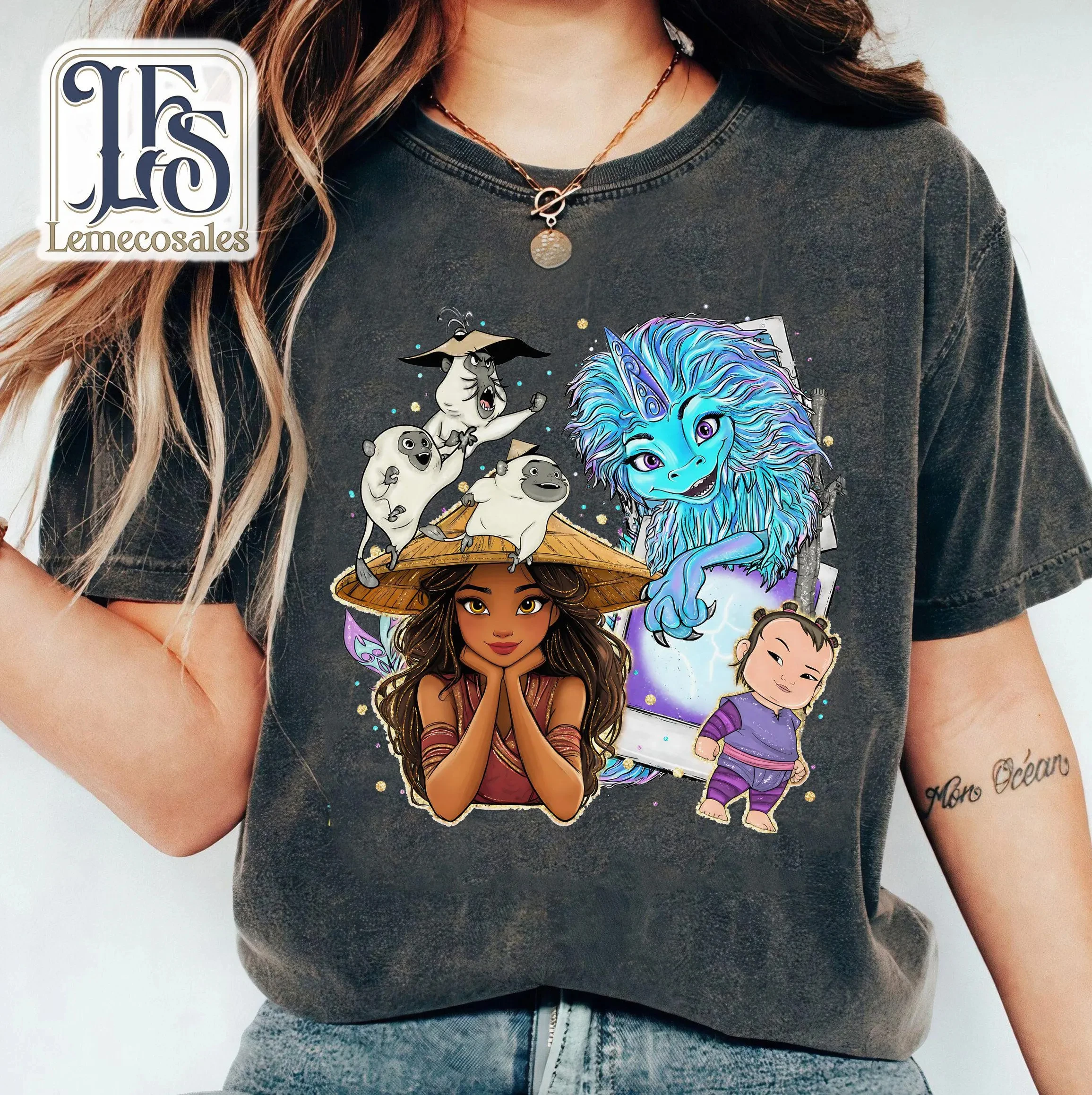قميص ديزني رايا الكلاسيكي، تي شيرت رايا والتنين الأخير، تي شيرت رايا لرحلة عيد ميلاد فتاة ديزني المتطابقة، تي شيرت التنين سيسو اللطيف #6
