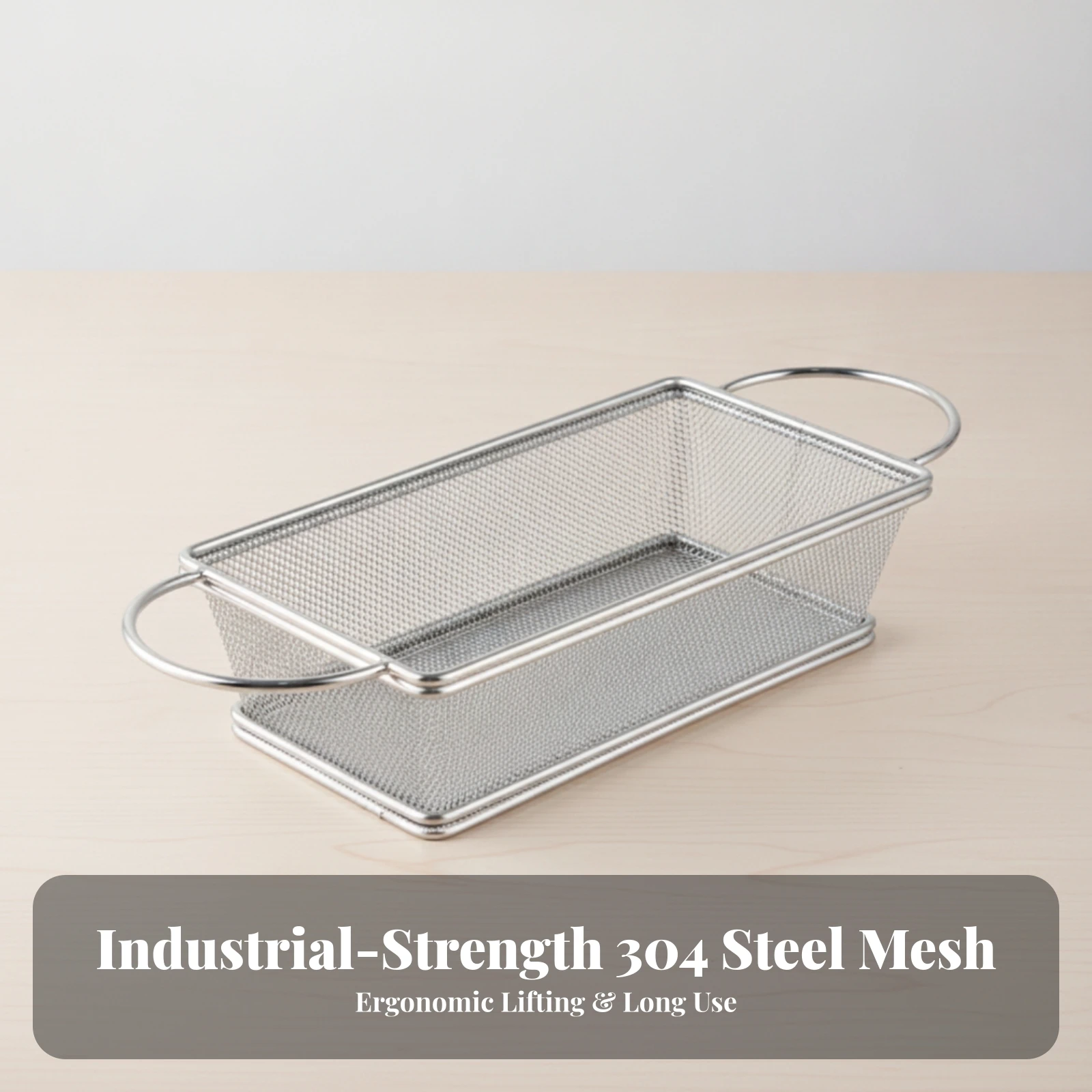Mesh Frying Basket with Handle Easy-Draining Stainless Steel Fry Basket Sturdy Rust Proof for Home Cooks, Restaurant