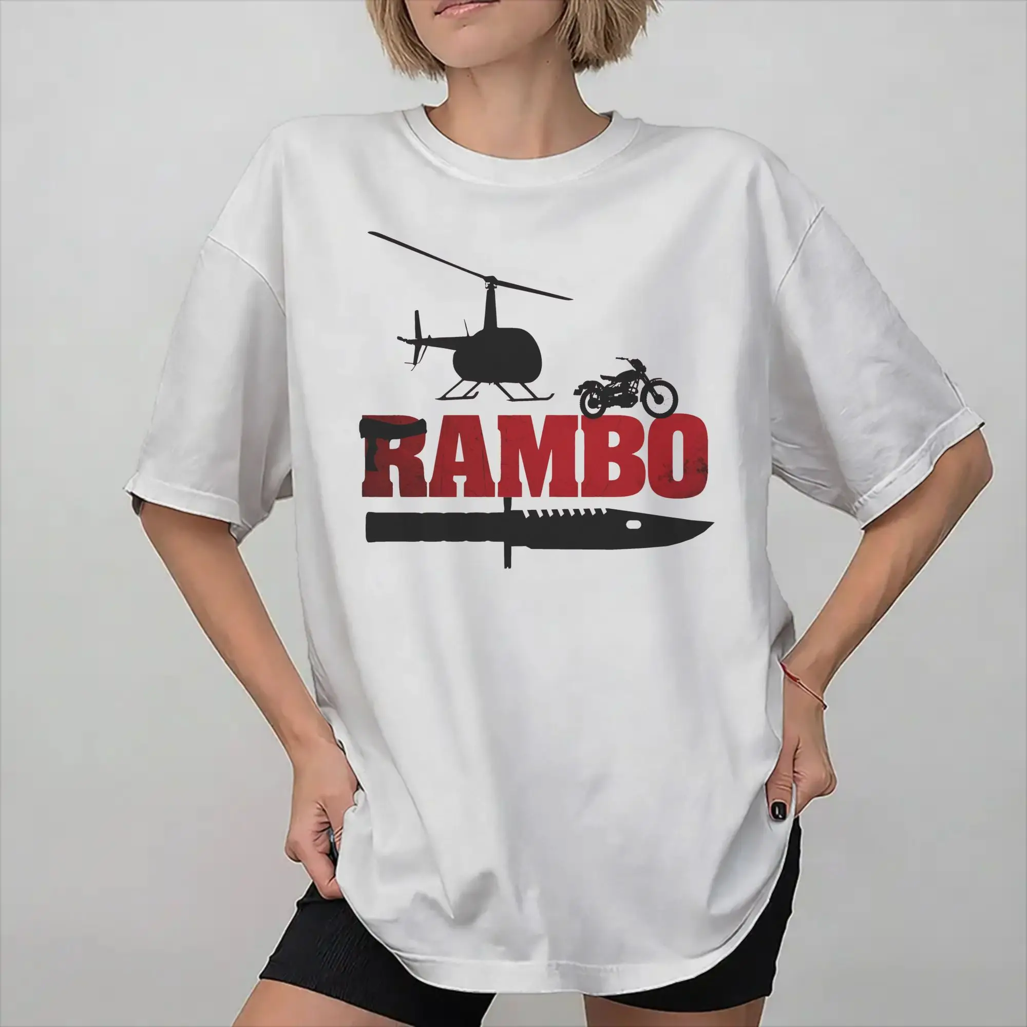 Men Women John Rambos Shirt Pure Cotton Graphic T-Shirt  Top Clothing