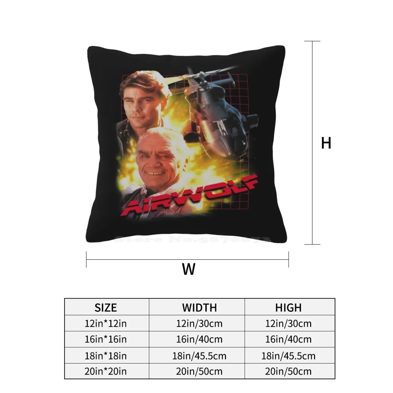 Airwolf-funda de almohada cuadrada con diseño divertido para hombre y mujer, cubierta de protección con diseño de helicóptero, caballero, jinete, Retro, equipo de los años 80, Kitt Street Hawk 1980S Geek Tv