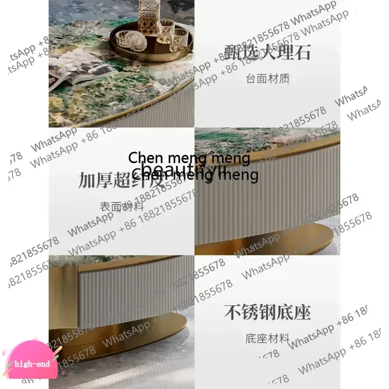 

Light Luxury Coffee Table Post-Modern Model Room Living Room Furniture Italian High-End Fashion Marble Oval Tea Maker Table A