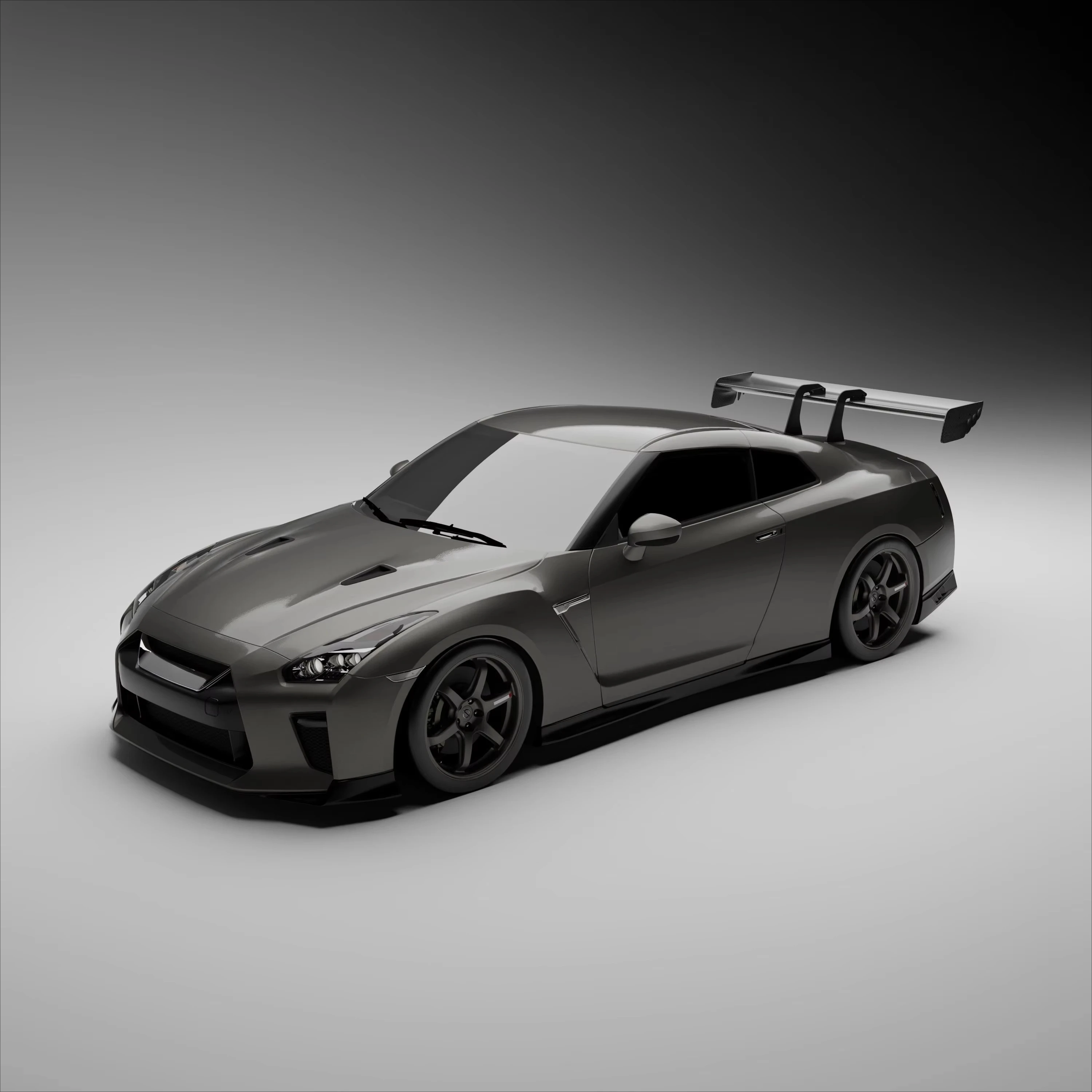 Swan Neck Dry Carbon Fiber VA Style Track Racing Rear Wing Spoiler for GTR35