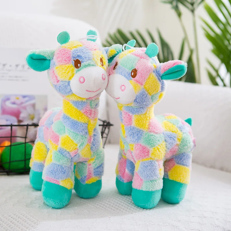 Muñecos de peluche de jirafa de colores para bebé, 1 piezas, muñecas relajantes para dormir, decoración para habitación de niños, muñecas de fiesta, regalo perfecto para bebé