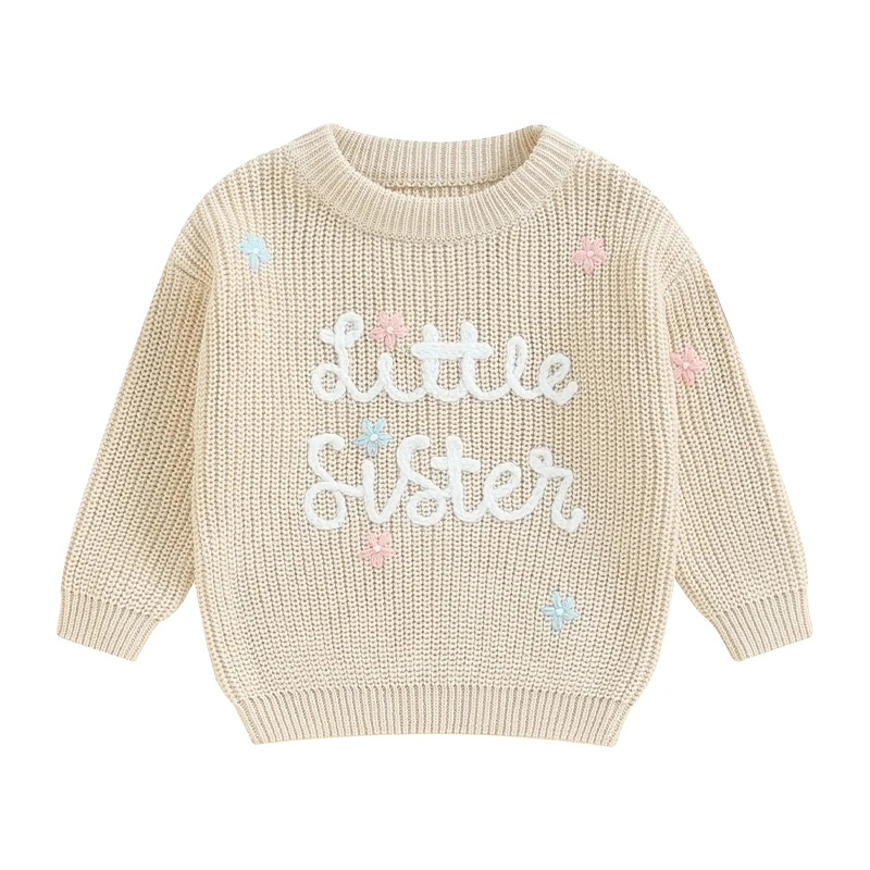 

Little Sister Newborn Outfit Baby Girl Clothes Knitted Sweater Matching Sister Sweatshirt Fall Winter Clothes