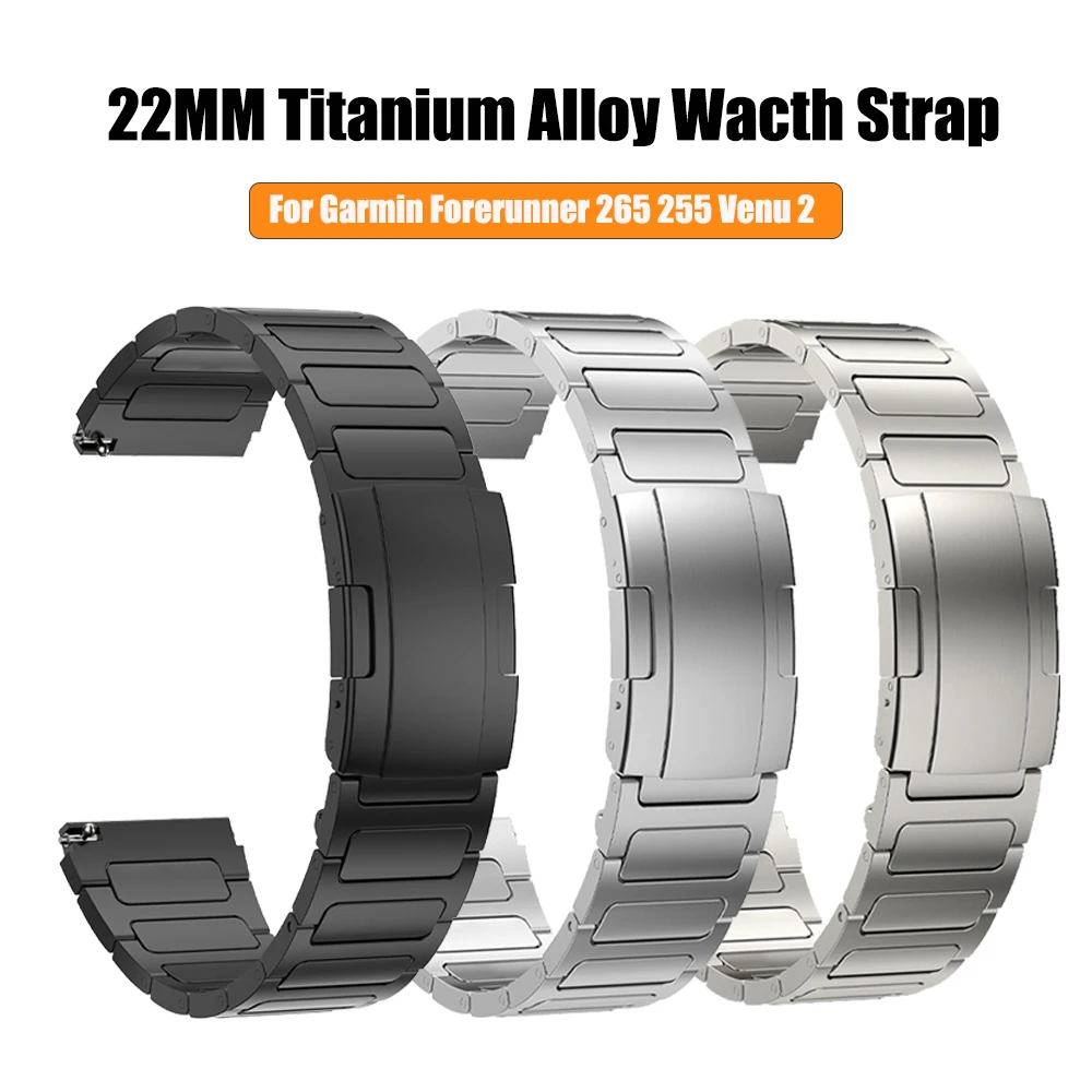 22mm Titanium Alloy Strap For Garmin Forerunner 265 255 Music Venu 3 2 Men Belt Bracelet For HUAWEI GT4 3 WATCH 4 Pro Watch Band