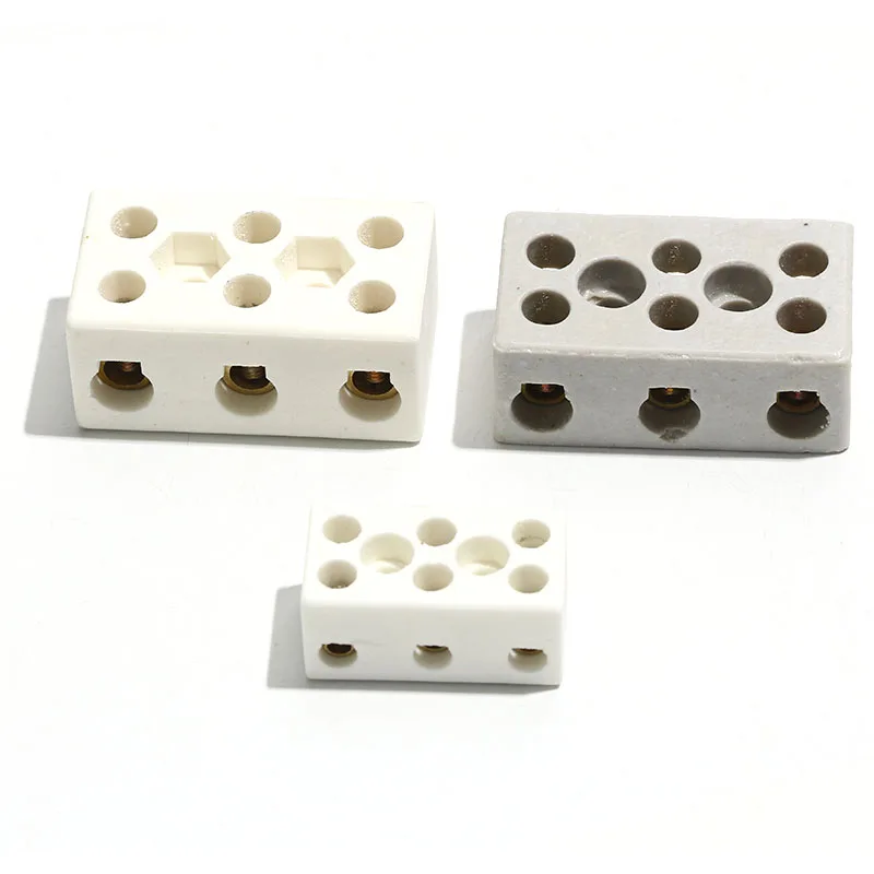 2pcs 3-position 8-Hole 30A High Temperature High Frequency Ceramic Terminal Connector Seat Pure Copper High-Power