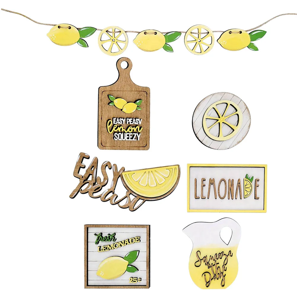 7 Pcs Garlands Lemon Farm Decoration Tiered Tray Adorn Party Table Ornament Themed Banner Elements Adornment Yellow Miss