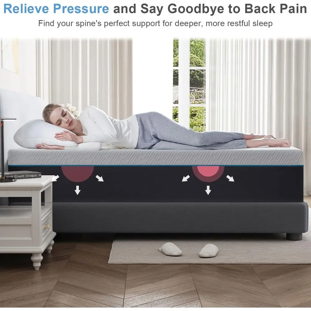 مرتبة إسفنجية ميموري فوم متوسطة الحجم مقاس 10 بوصة - تخفيف الضغط، نوم بارد، راحة مسامية، إعداد سهل (54 وات × 75 لتر) #2