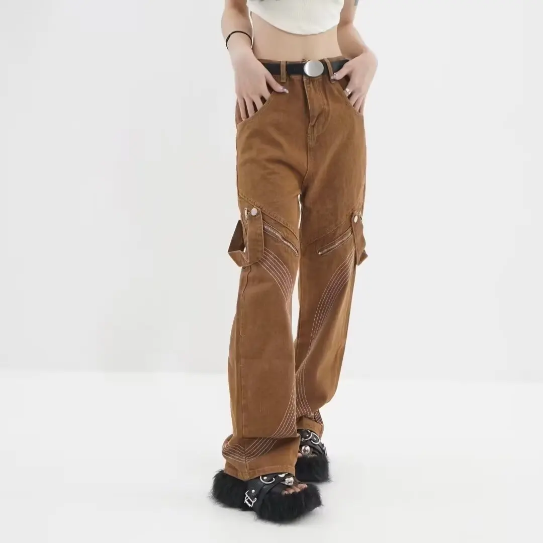 

Retro High Waist Corduroy Pants Women Spring Fall Straight Causal Full Length Trousers Korean Fashion Baggy Sports Straight Pant