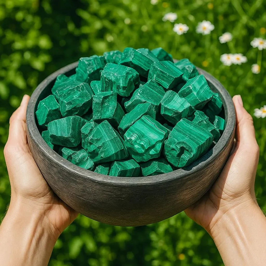 Malachite Raw Stone - Vibrant Green Chrysocolla Crystal Specimen with Unique Inclusions - Mineral Collection Gift for Home