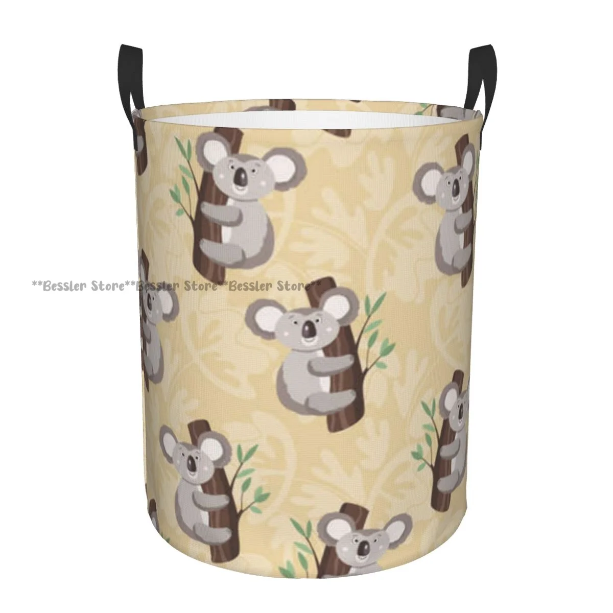 Cute Koala And Flowers Waterproof Storage Bag Household Dirty Laundry Basket Folding Bucket Clothes Organizer