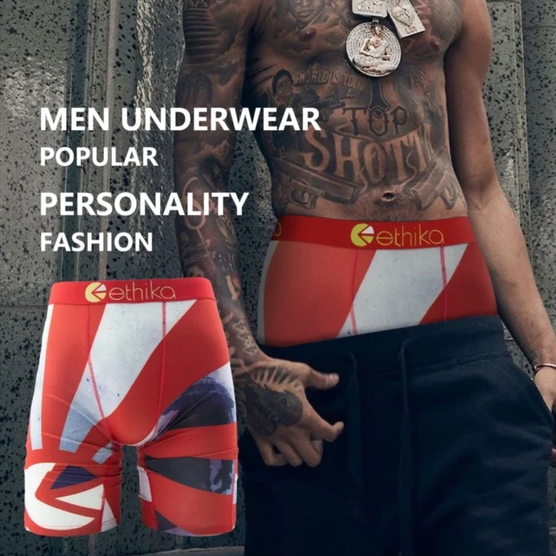 

ETHIKA Men Underwear Boxers Breathable Mesh Crotch Man Swimming Underpants Plus Size S-3XL Mens Panties Sexy Men's Boxer Briefs