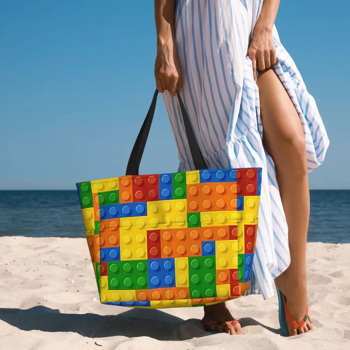 Building Blocks Construction Brick Beach Tote Bag Sport Gym Yoga Duffle Large Tote Bag Women Travel Bag Fitness bag