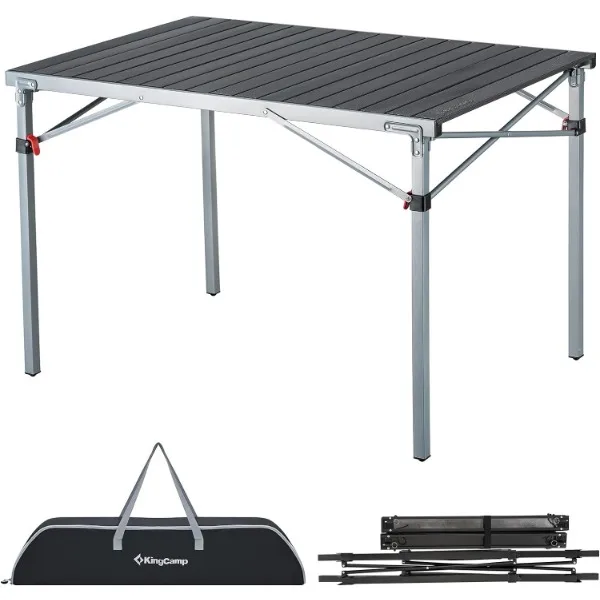 

KingCamp Aluminum Folding Lightweight Roll Portable Stable Table for Camping Picnic Barbecue Backyard Party, Indoor & Outdoor