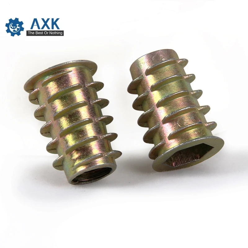 50Pcs M4 M5 M6 M8 Zinc Alloy Thread For Wood Insert Nut Flanged Hex Drive Head Furniture Nuts Inner six angle screws