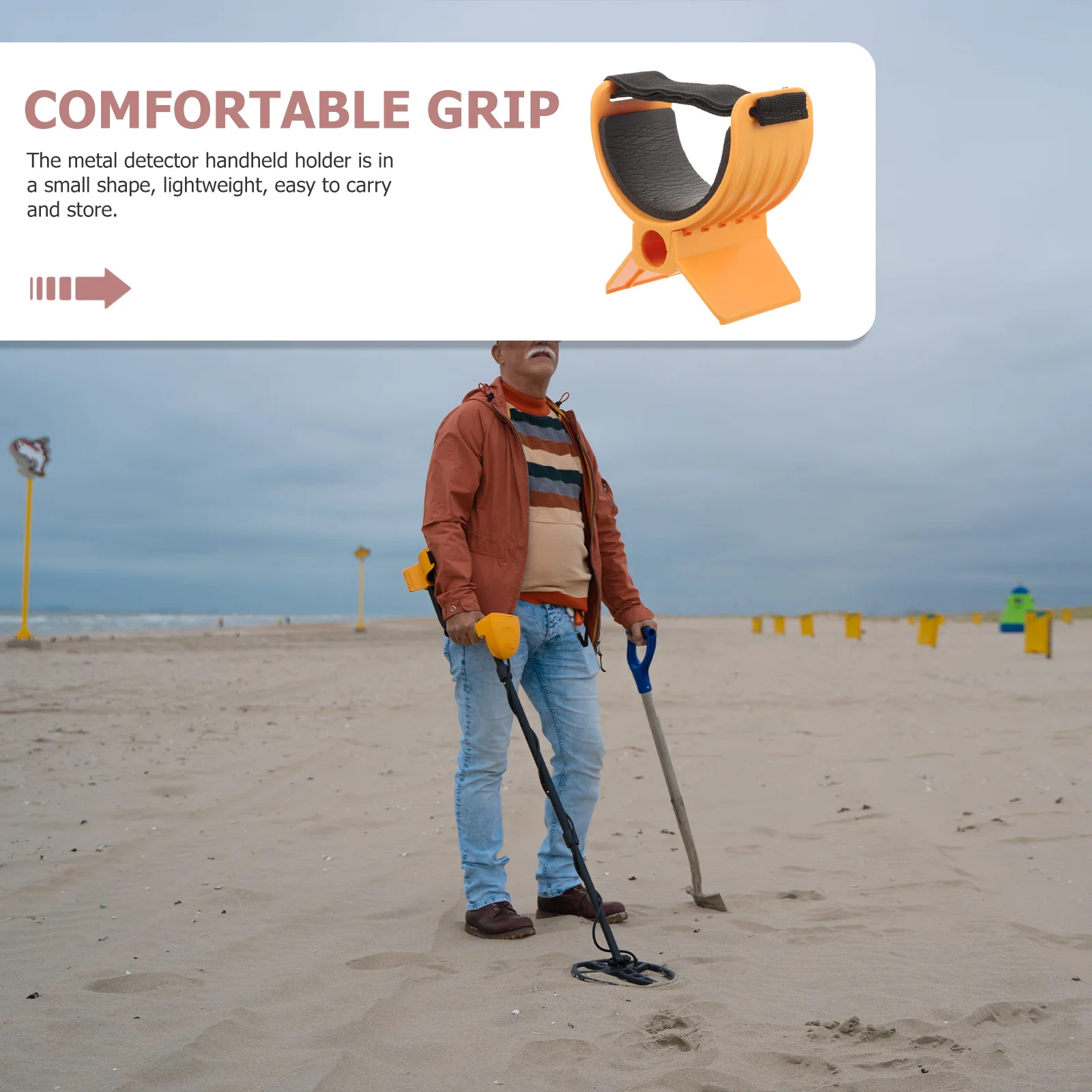 BUTIFULSIC Suporte de metal portátil à prova d'água Rack de armazenamento para caça ao tesouro subterrâneo Plástico amarelo