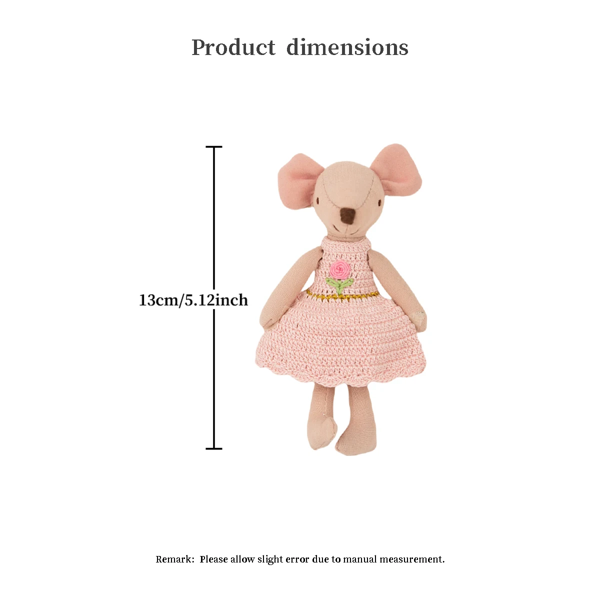 ألعاب مسرح فأرة 13 سم مع فستان كروشيه مصنوع يدويًا مناسب لزينة بيت الدمى Bjd Ob11