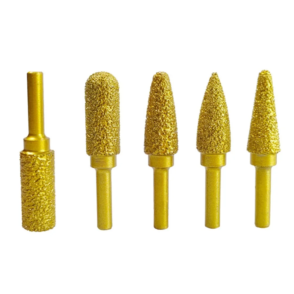 6mm Shank Brazed Diamond Grinding Polishing Head for Cast Iron Stone Marble Tile Deburring Metal Processing Carve