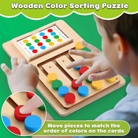 Montessori Wooden Learning Game Board for Kids 4 Color Shape Matching Cognition Brain Development Logic Thinking Educational Toy