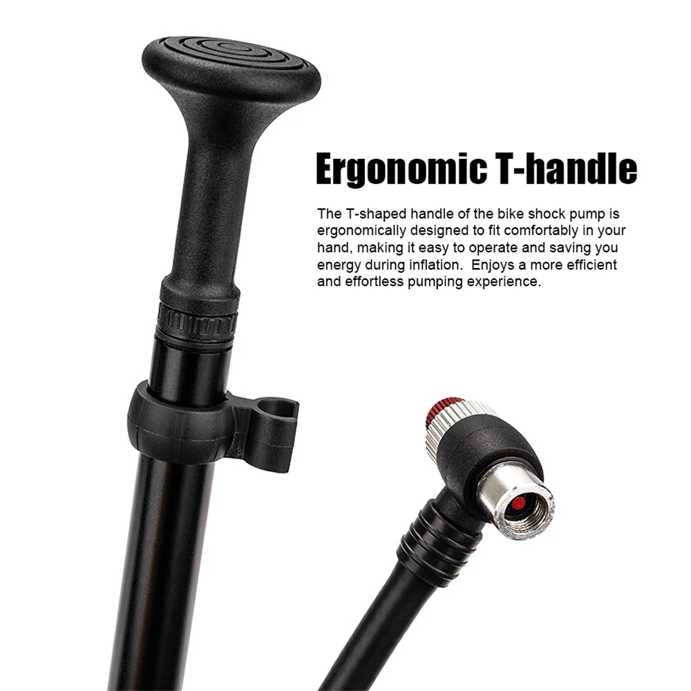 Bike Shock Pump with Pressure Gauge 0-300PSI/20BAR High Pressure Air Pump Schrader Valve for Front Fork & Rear Suspension